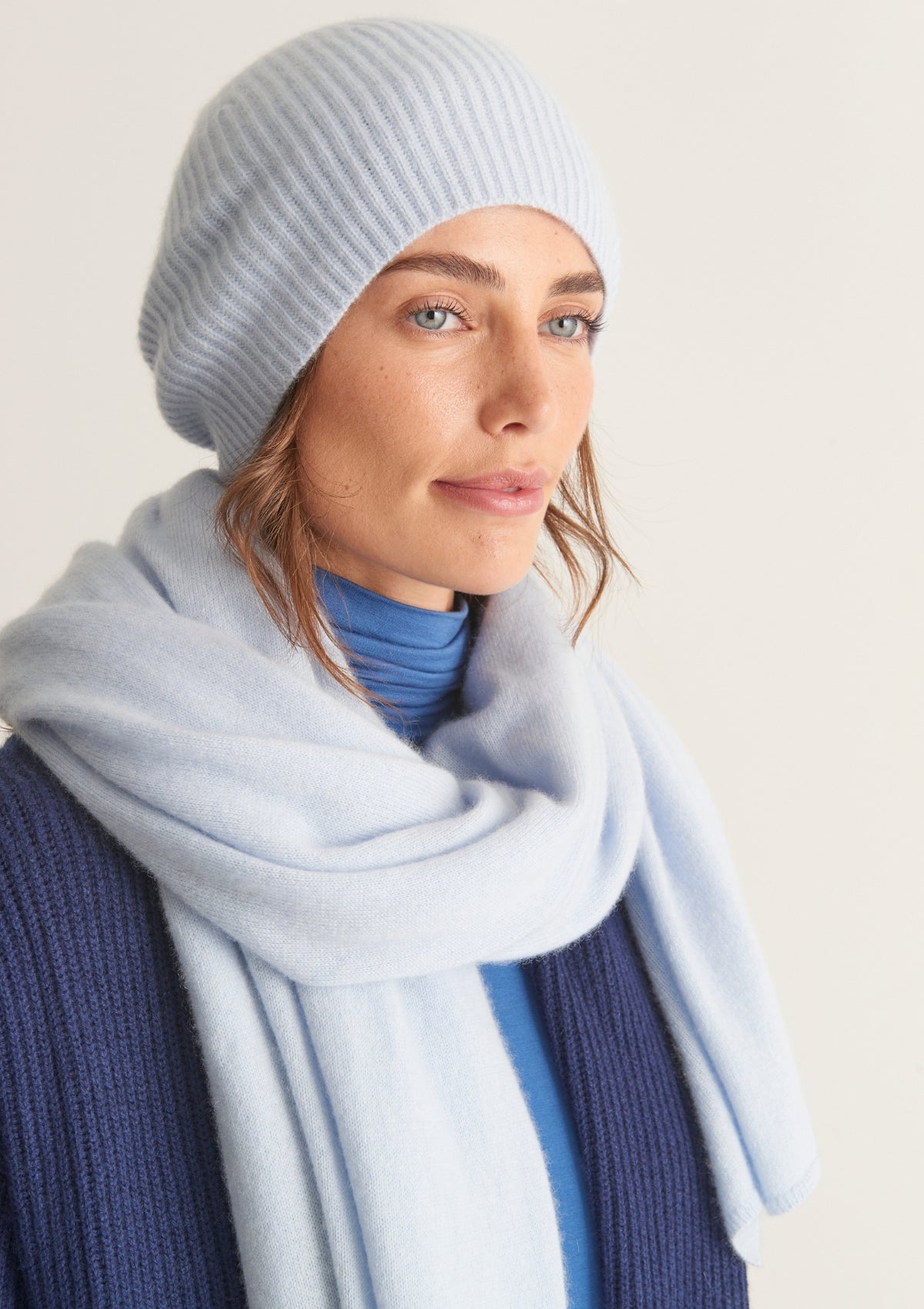 Cashmere Beanie in Whisper Blue