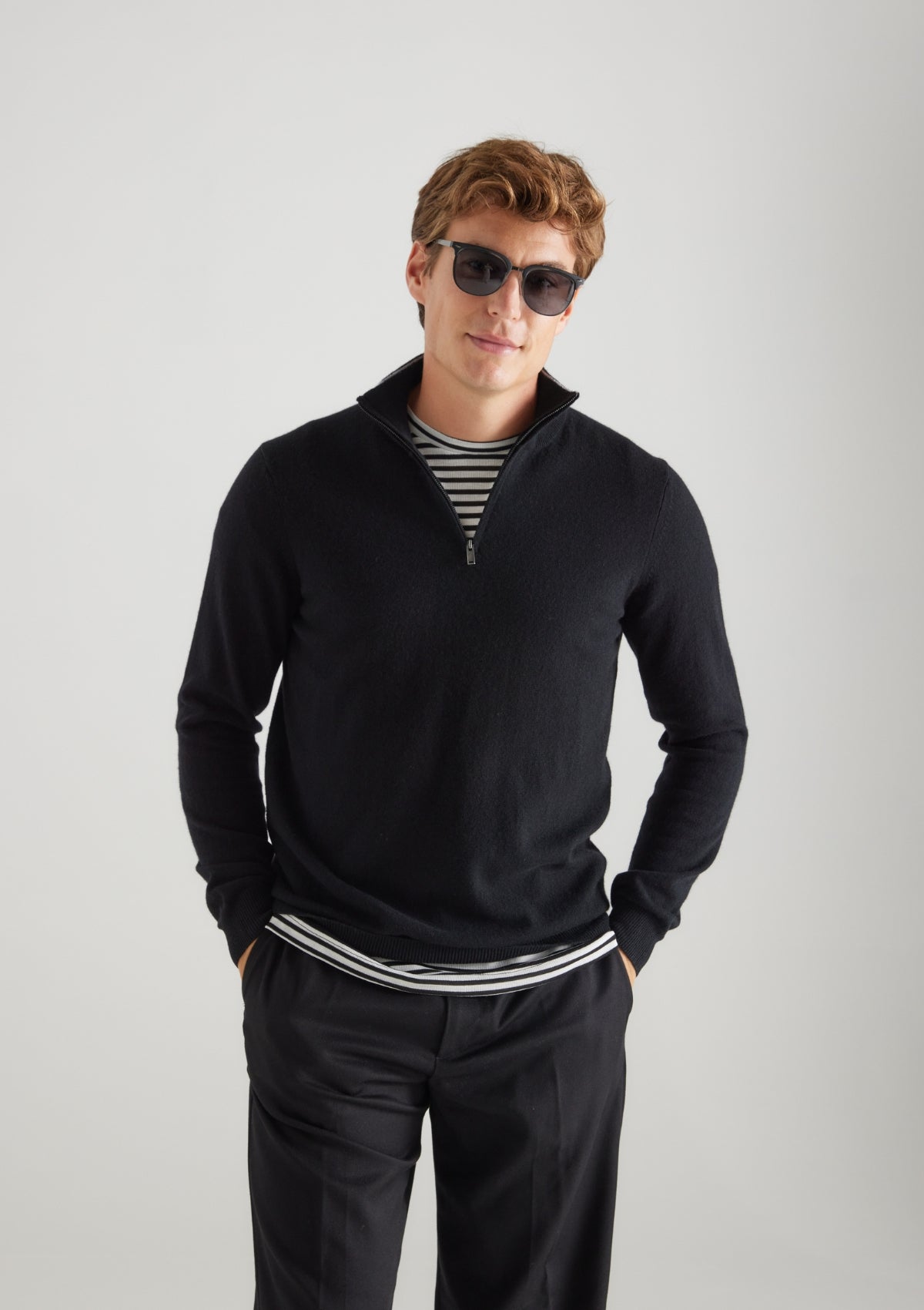 Mens cashmere on sale half zip jumper