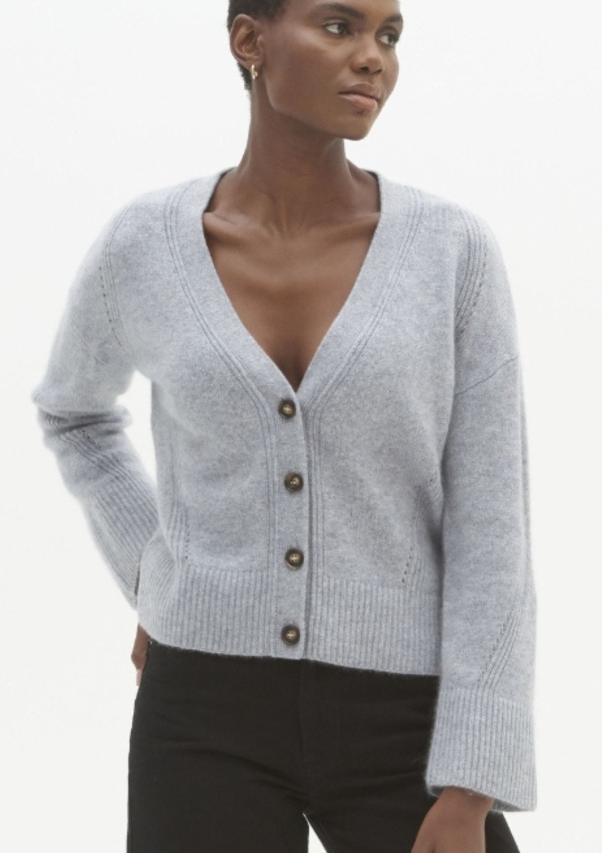 Grey v 2025 neck cardigan women's