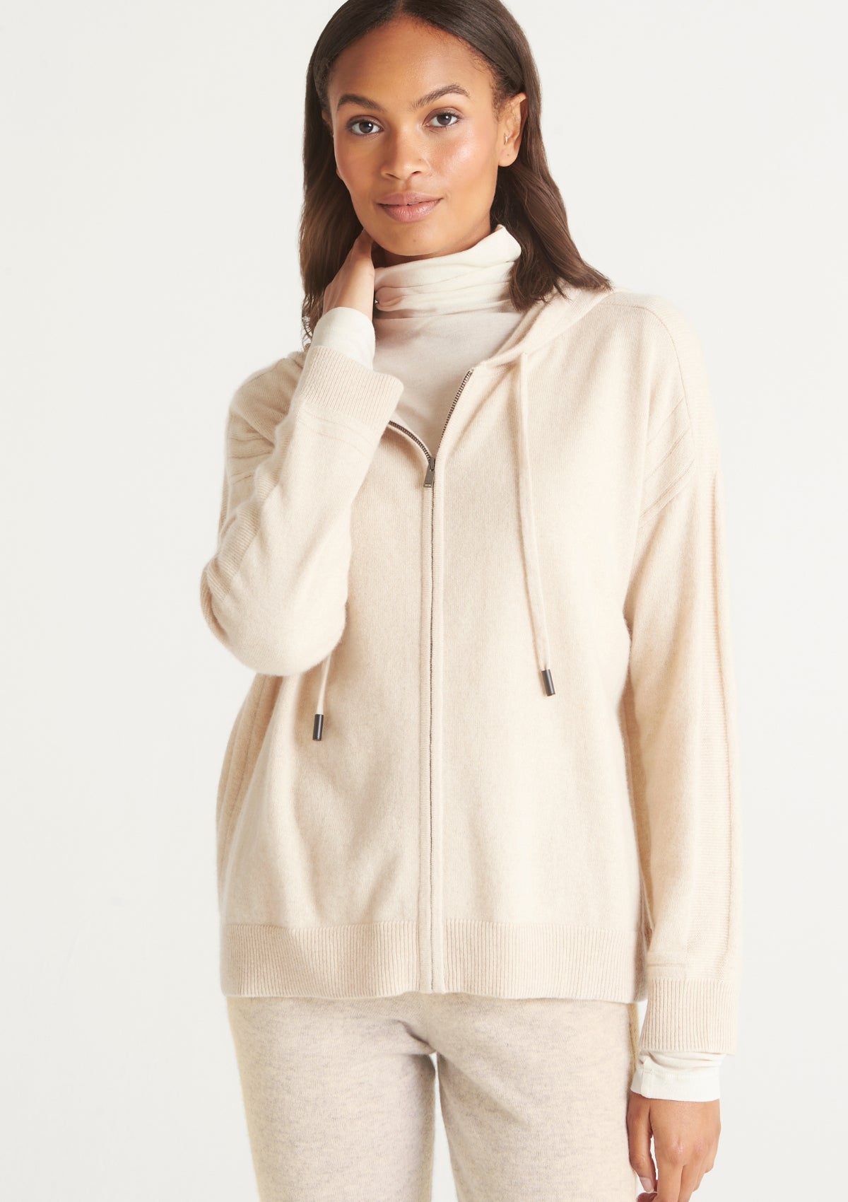 Beige zip outlet up hoodie womens