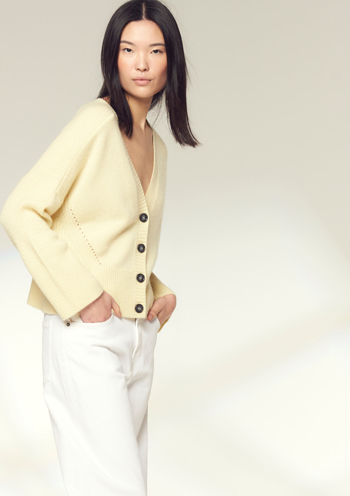 Cashmere Lofty Cardigan in Lemonade