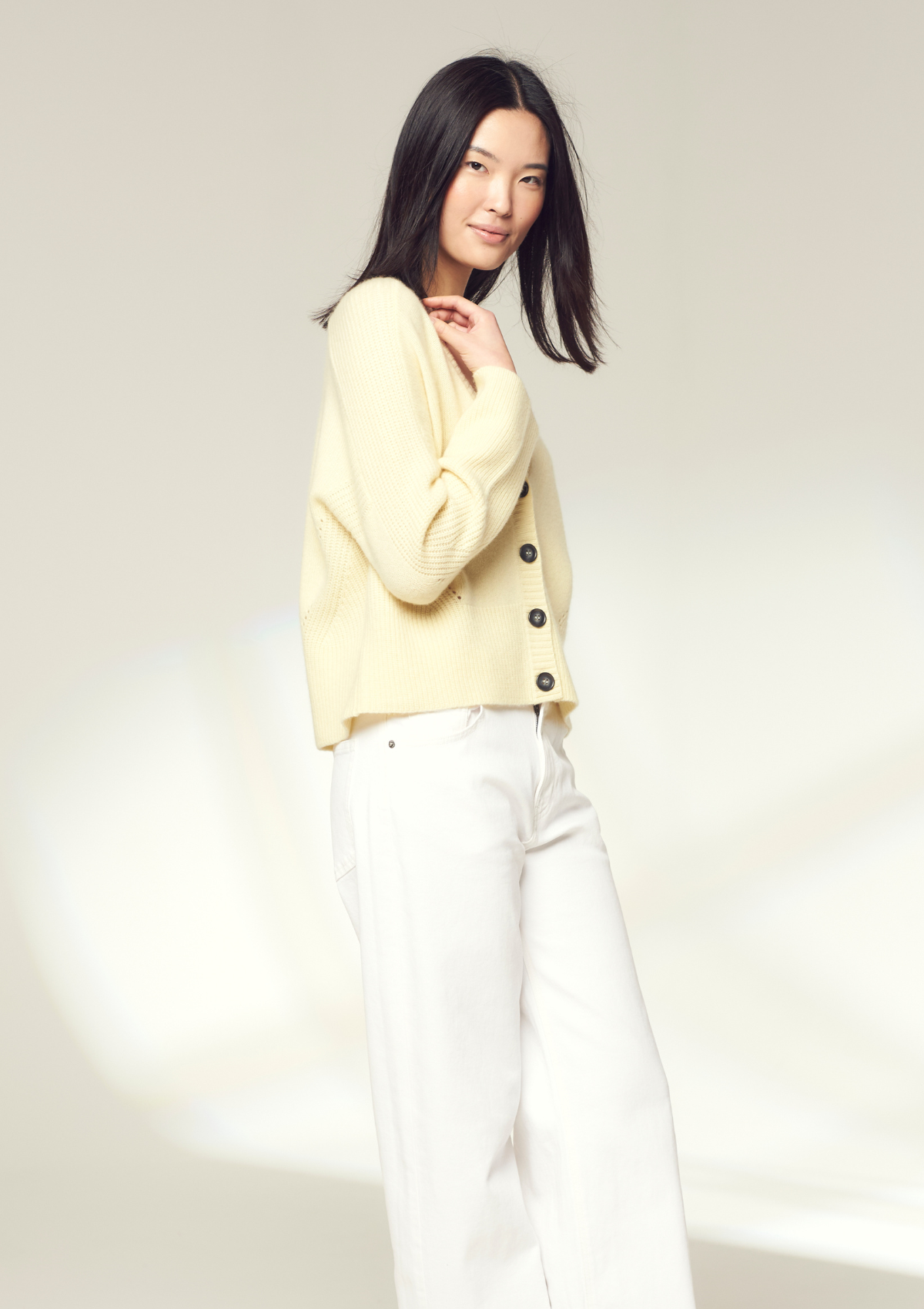 Cashmere Lofty Cardigan in Lemonade