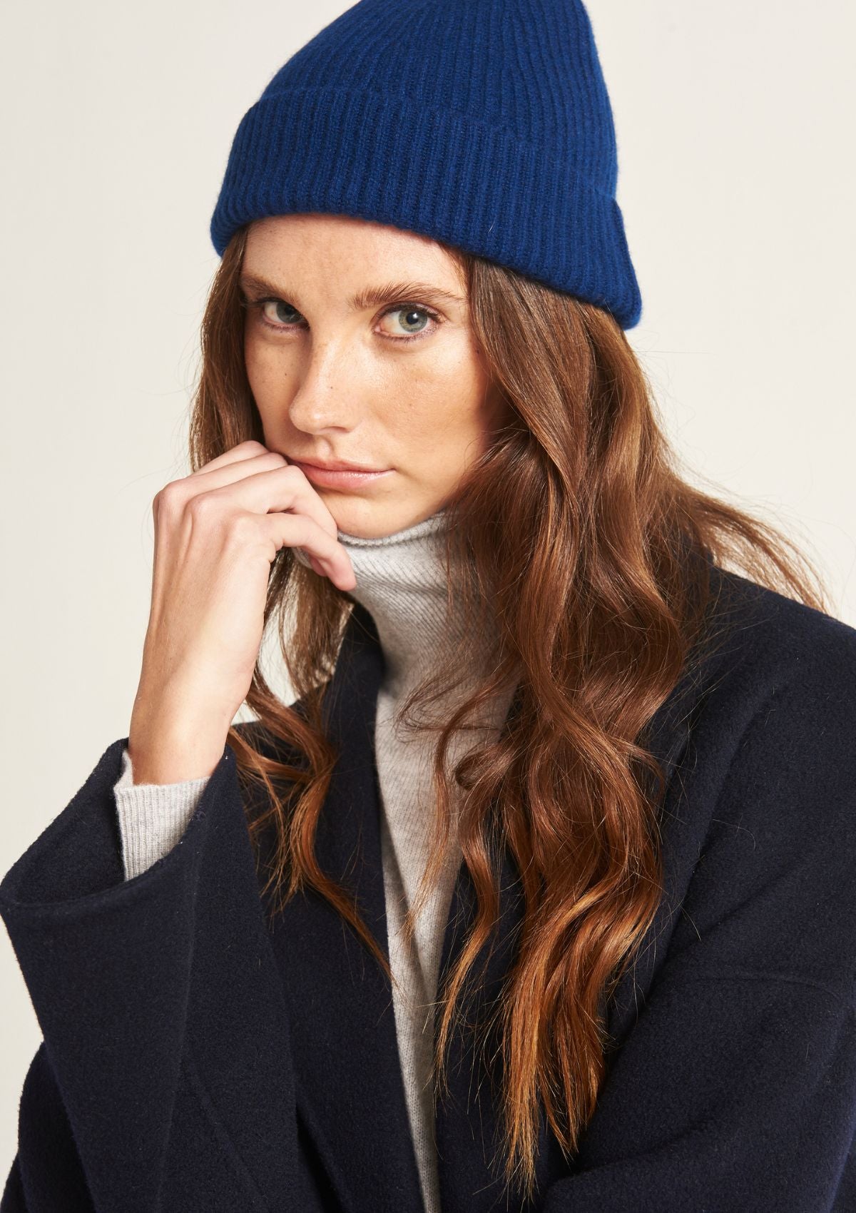 Cashmere Beanie in Midnight Blue