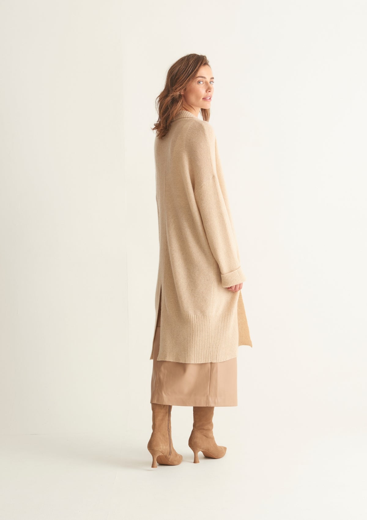 Long Beige Cardigan