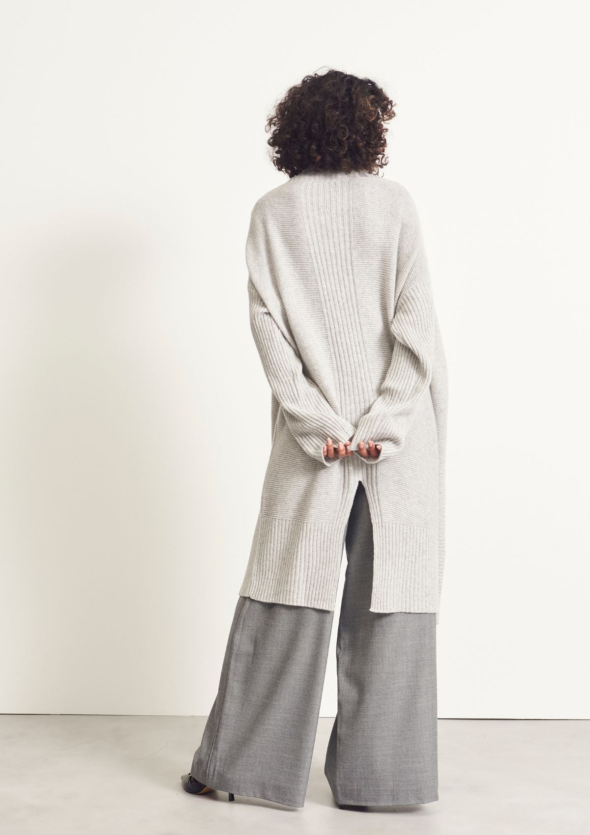 Cashmere Edge To Edge Cardigan in Mist Grey