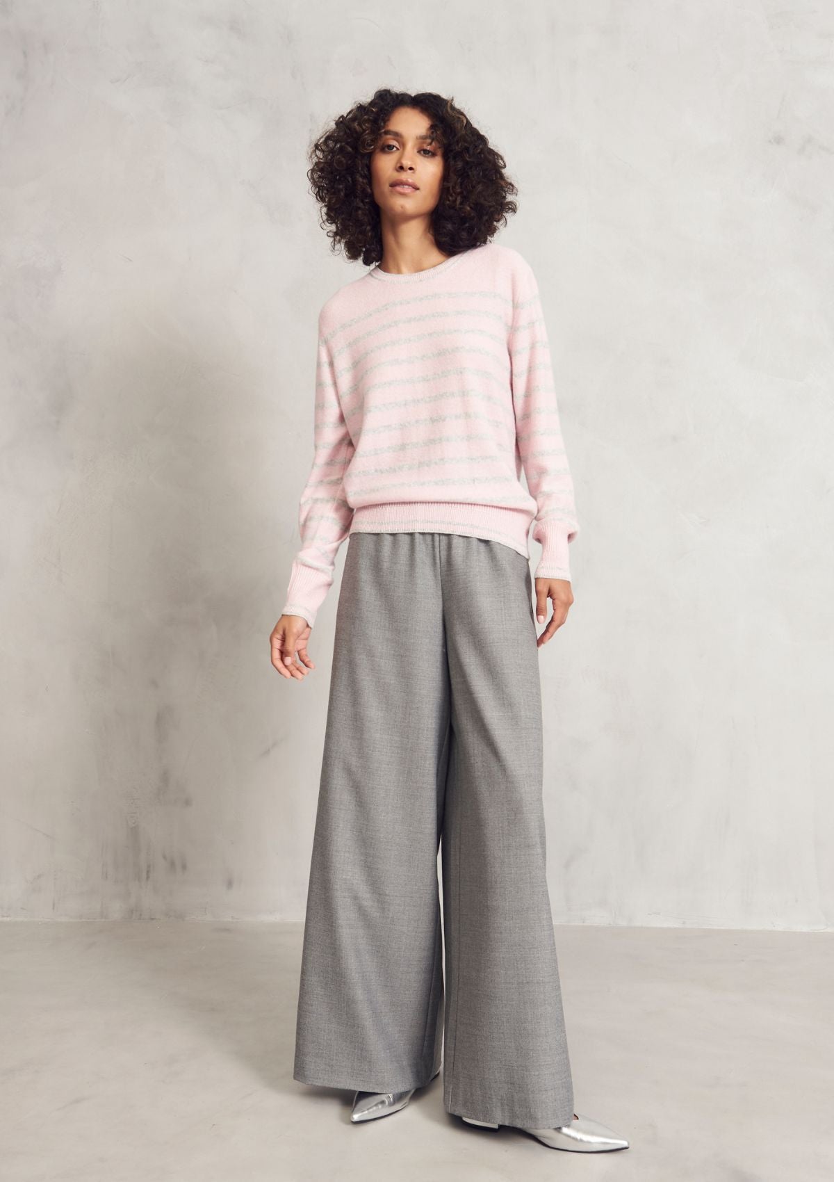 Cashmere Crew Neck Sweater in Pixie Stripe