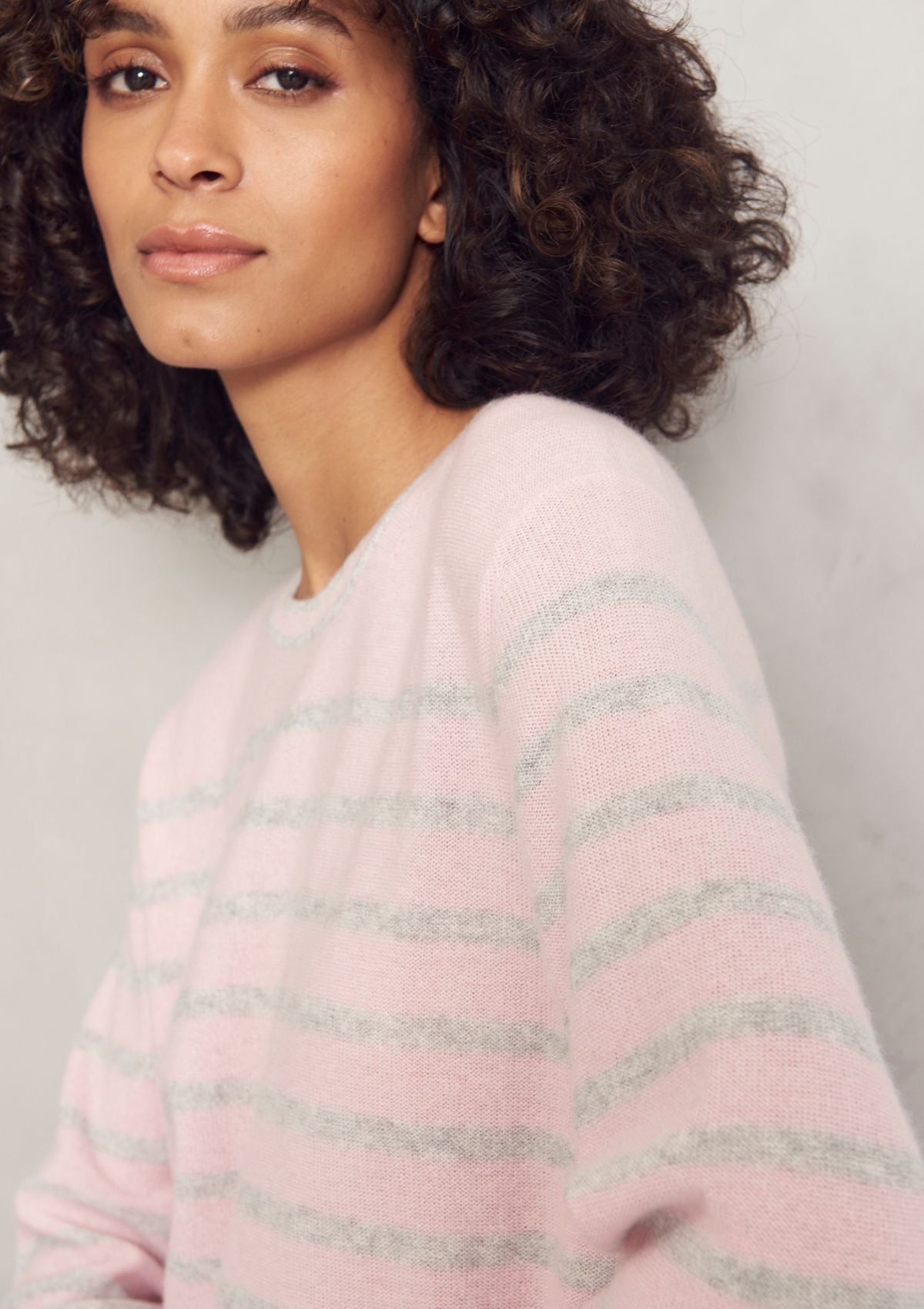 Cashmere Crew Neck Sweater in Pixie Stripe