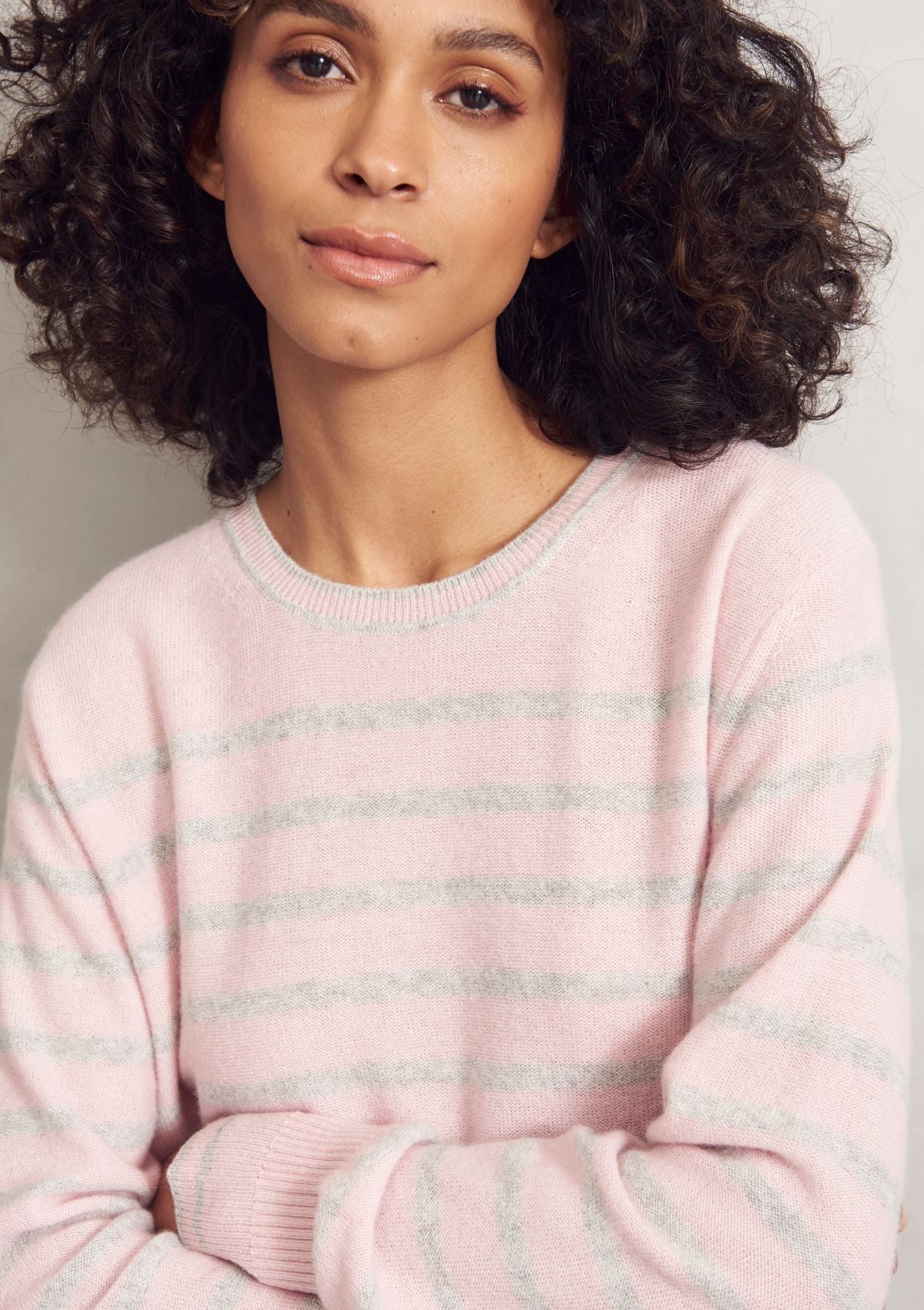 Cashmere Crew Neck Sweater in Pixie Stripe