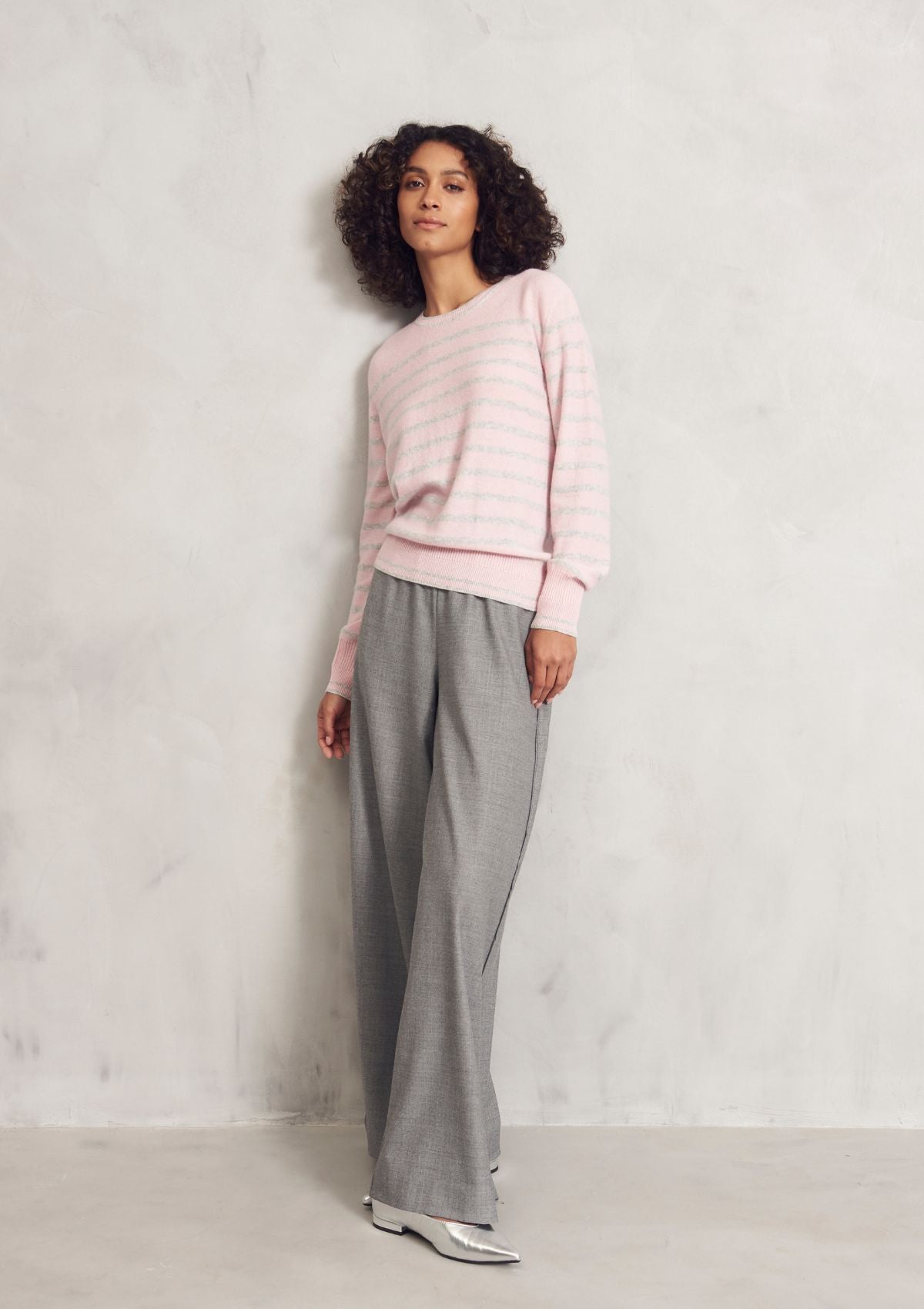 Cashmere Crew Neck Sweater in Pixie Stripe