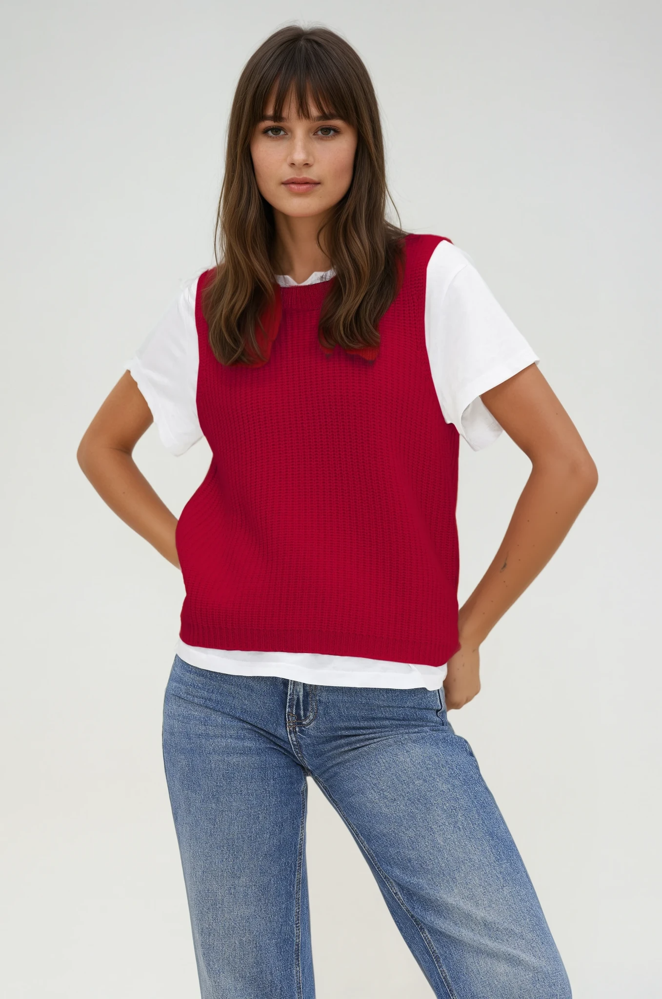 Ribbed Cashmere Tank in Postbox Red
