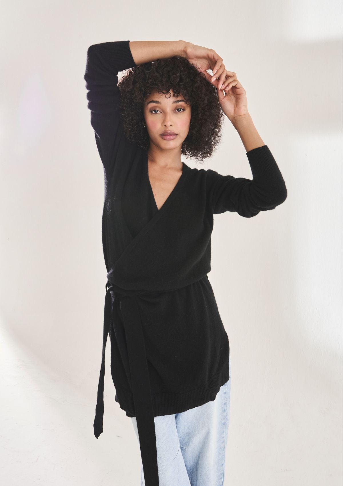 Black wrap around cardigan best sale