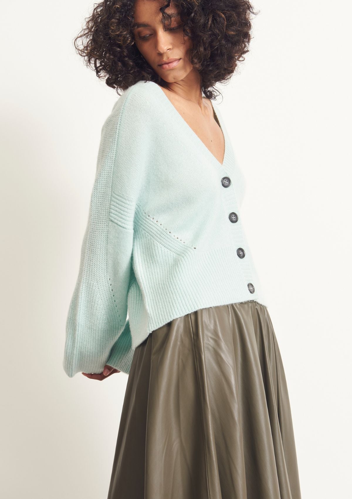 Cashmere Lofty Cardigan in Seaspray Green