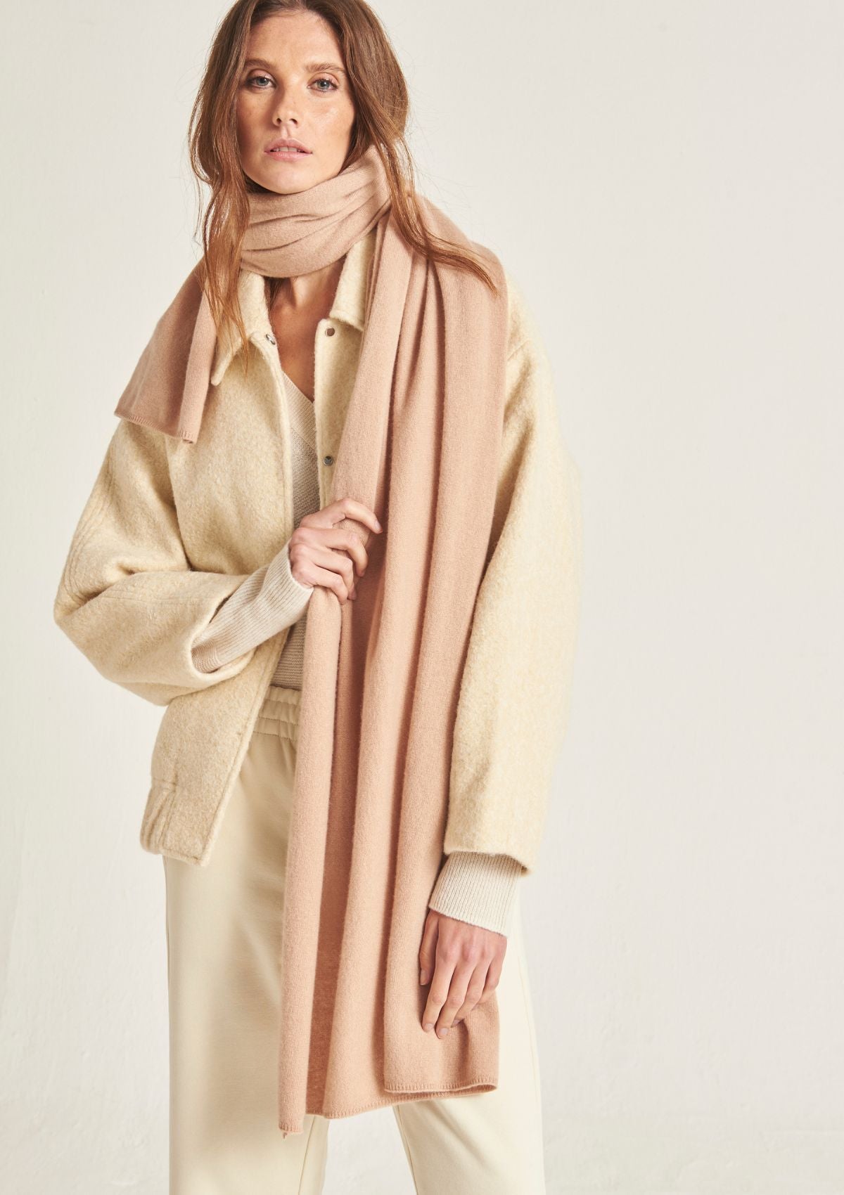 Cashmere Lofty Blanket Scarf in Toffee