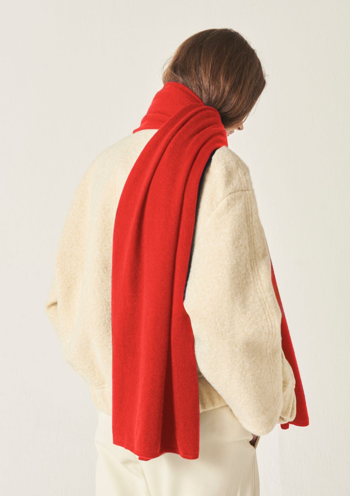 Cashmere Lofty Blanket Scarf in Tomato Red