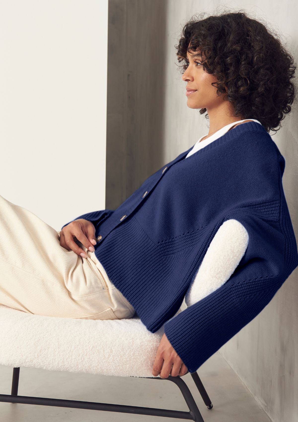 Cashmere Lofty Cardigan in Midnight Blue