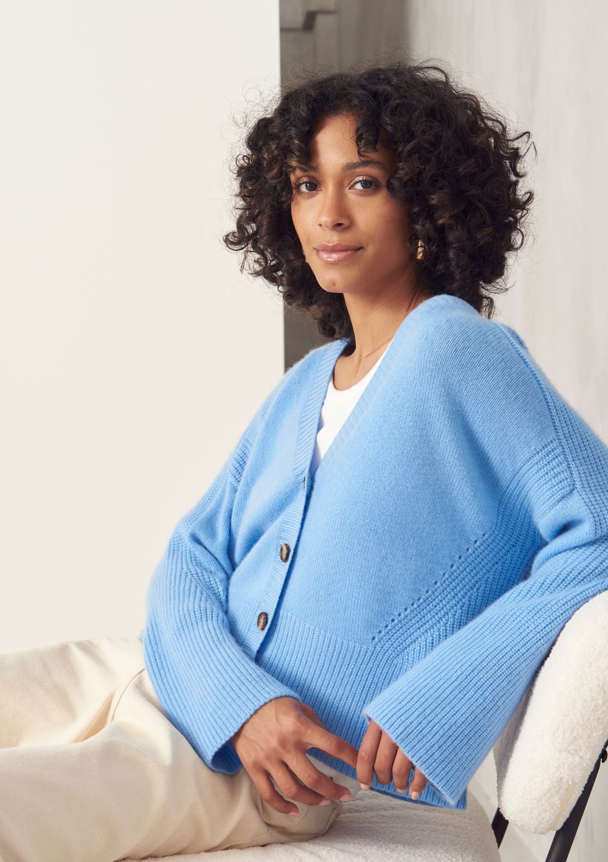 Cashmere Lofty Cardigan in Delta Blue