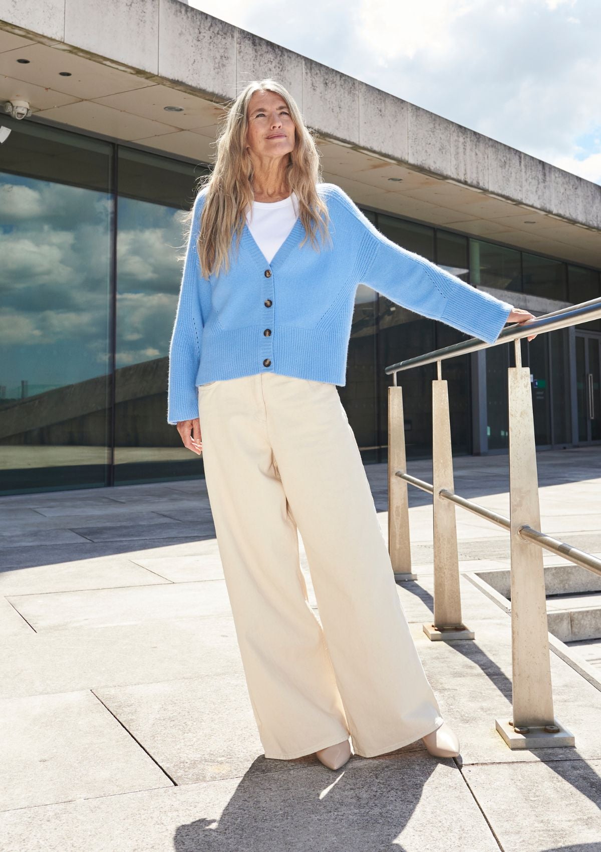 Cashmere Lofty Cardigan in Delta Blue