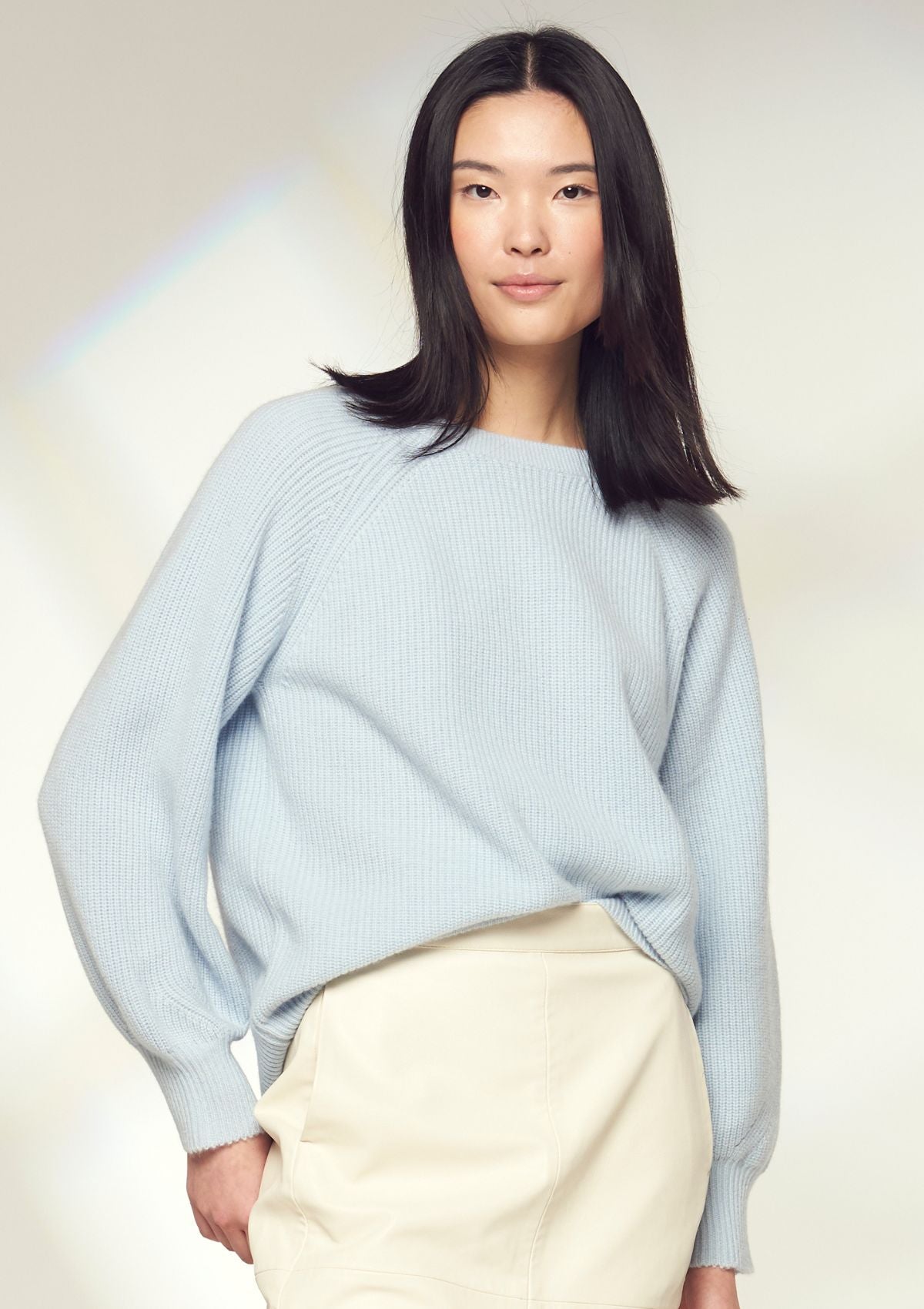 Cashmere Tie Back Sweater in Sky Blue