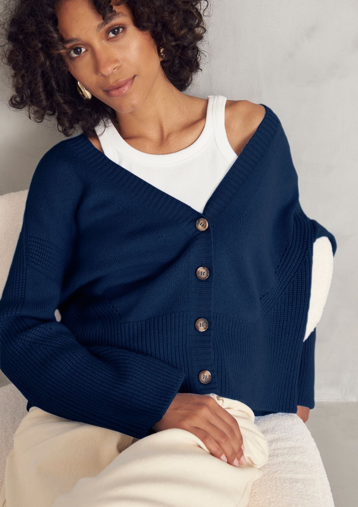 Cashmere Lofty Cardigan in Midnight Blue