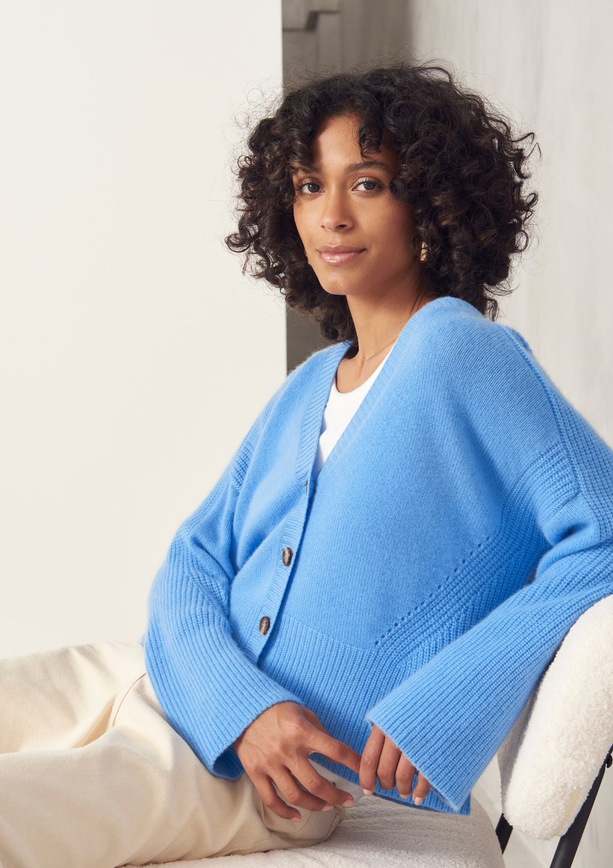 Cashmere Lofty Cardigan in Delta Blue