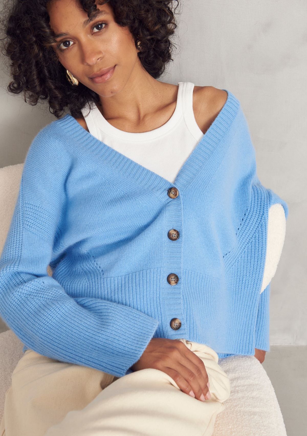 Cashmere Lofty Cardigan in Delta Blue