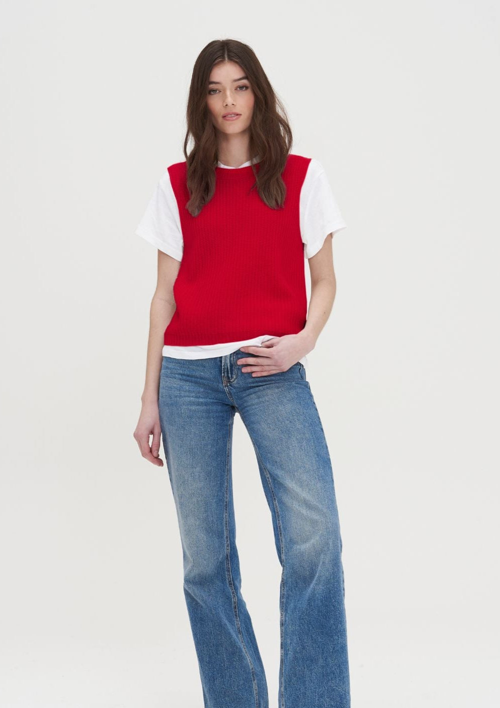 Ribbed Cashmere Tank in Postbox Red