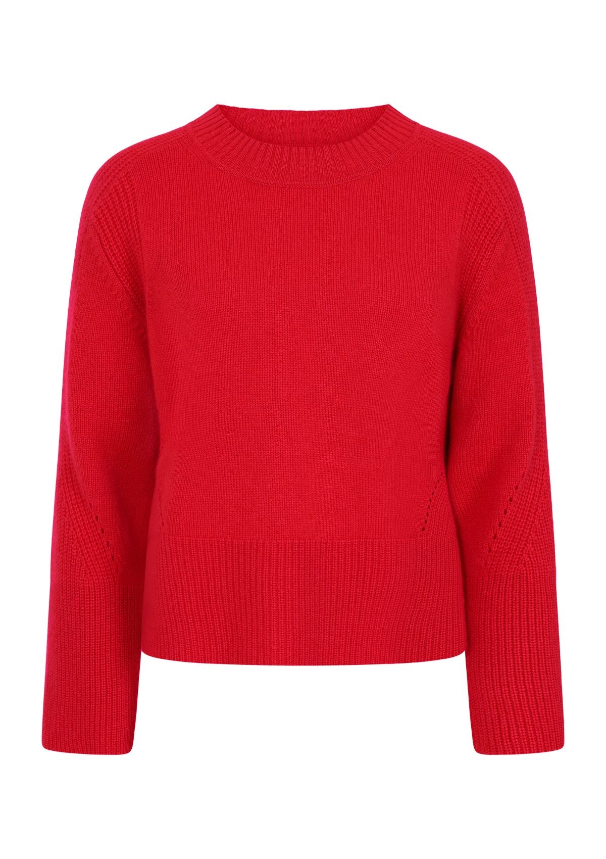 Ribbed Detail Lofty Crew Sweatshirt in Crimson Red