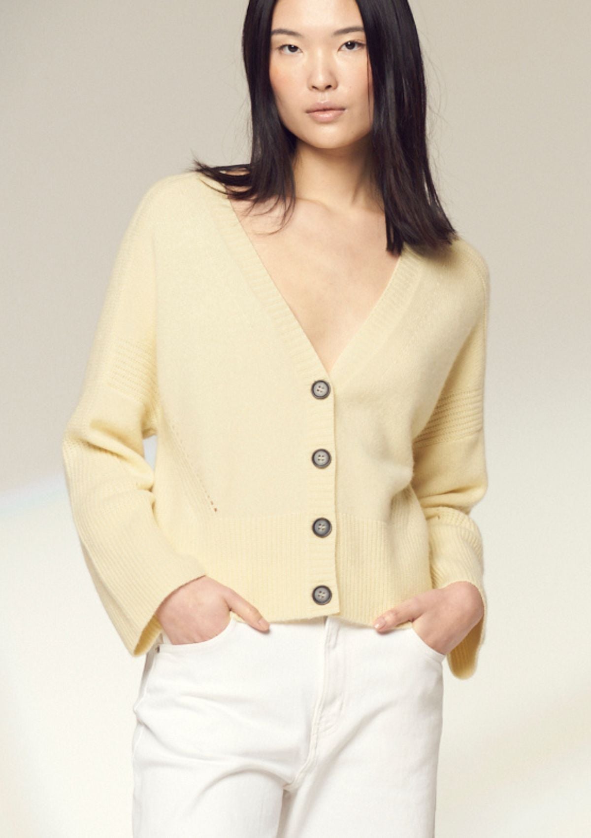 Cashmere Lofty Cardigan in Lemonade