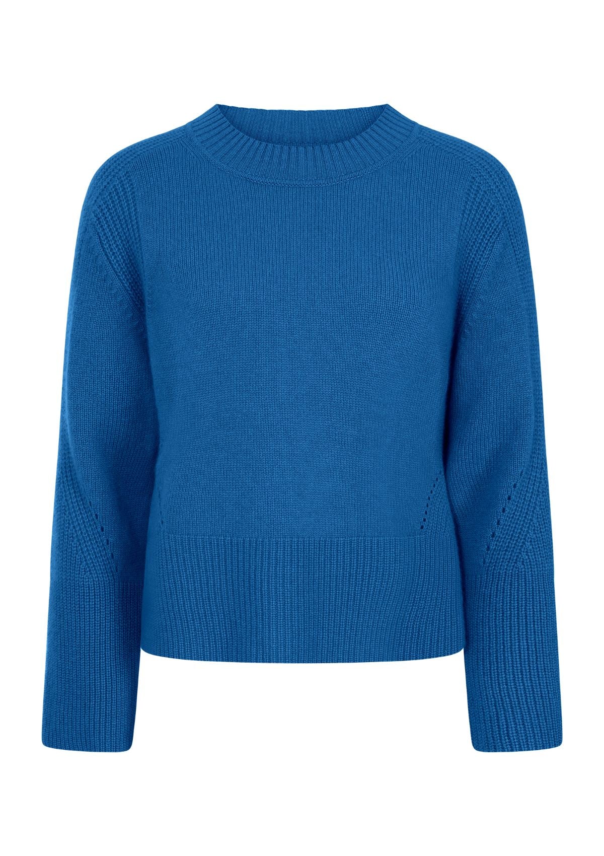 Ribbed Detail Lofty Crew Sweatshirt in Lake Blue