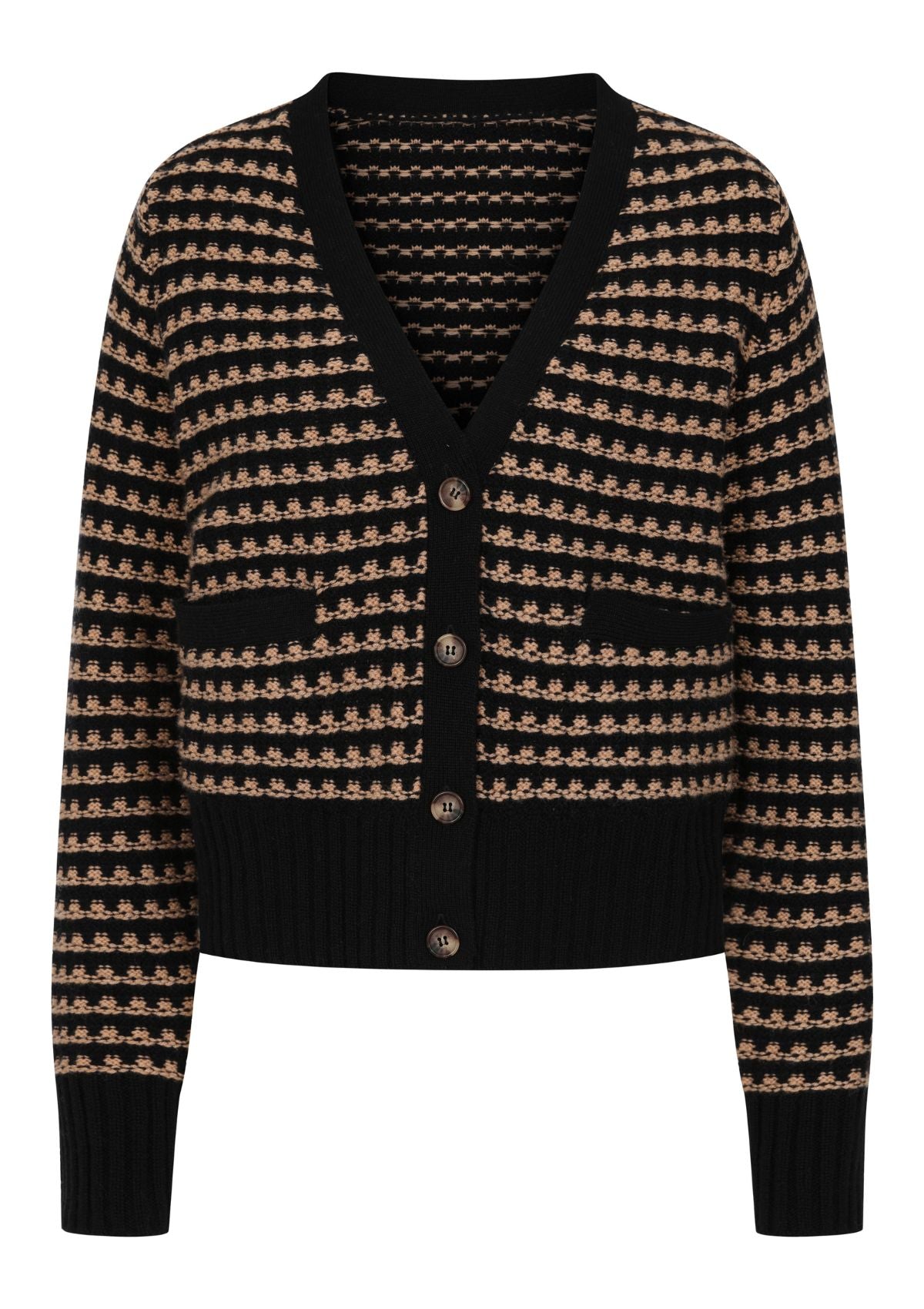 Textured Cashmere Cardigan in Black Texture