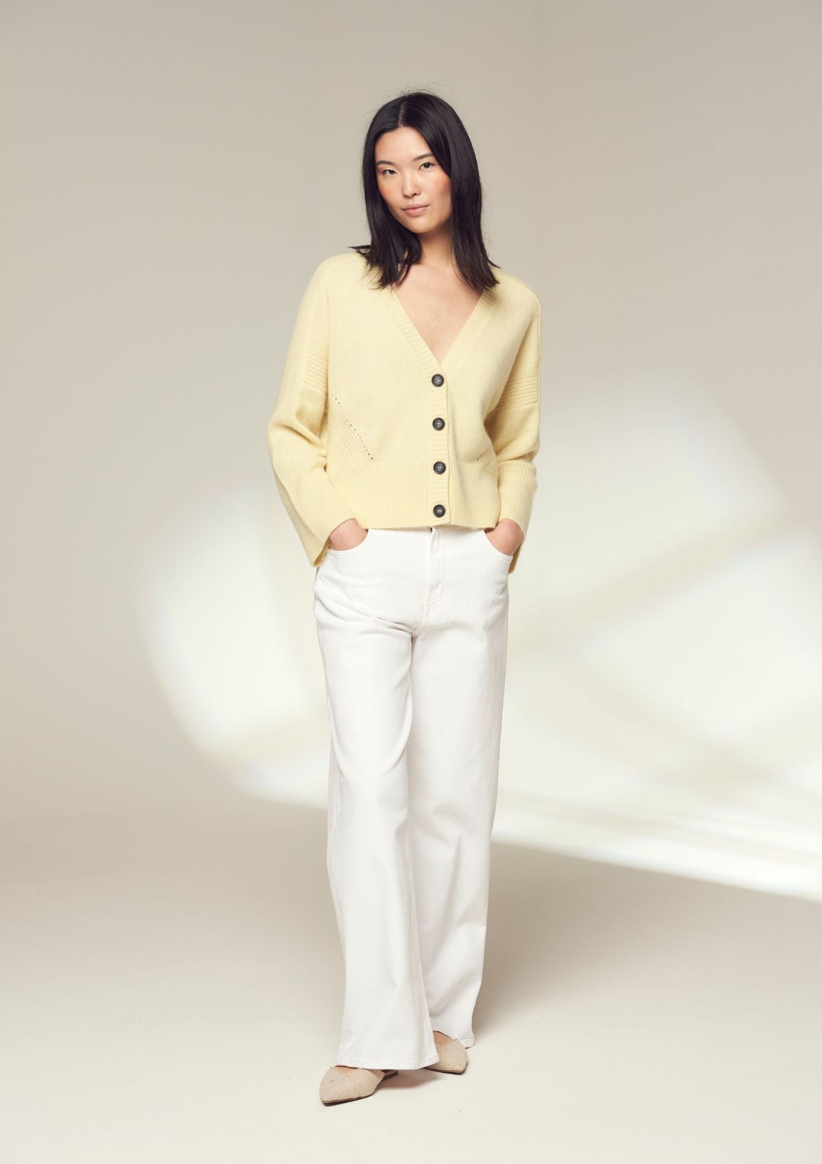 Cashmere Lofty Cardigan in Lemonade