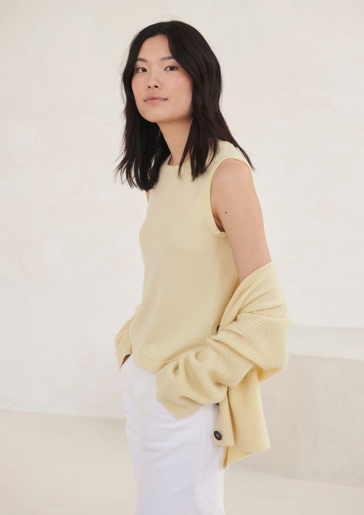 Fine Cashmere Tank in Lemonade