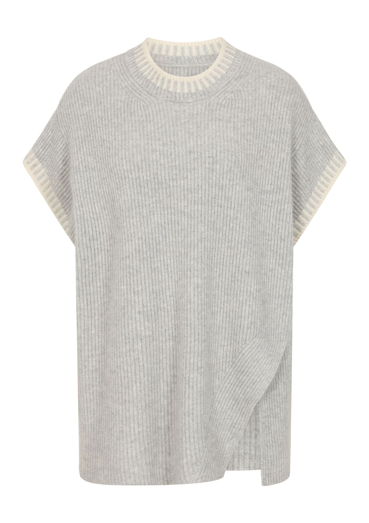 Ribbed Stitch Detail Tank Top in Mist Grey