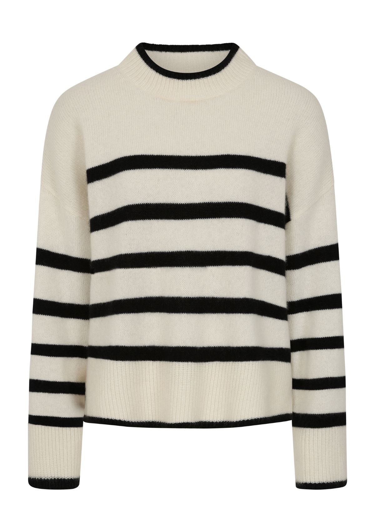 Chunky Cashmere Striped Sweater in Chalk/Black