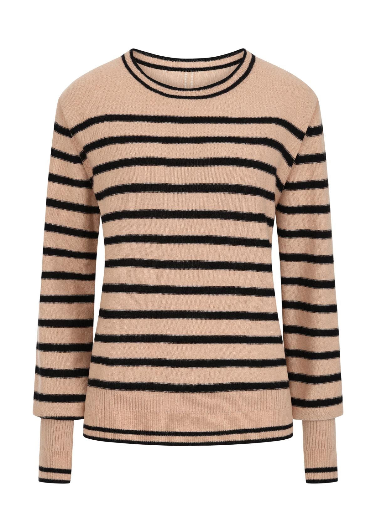 Cashmere Crew Neck Sweater in Praline Stripe