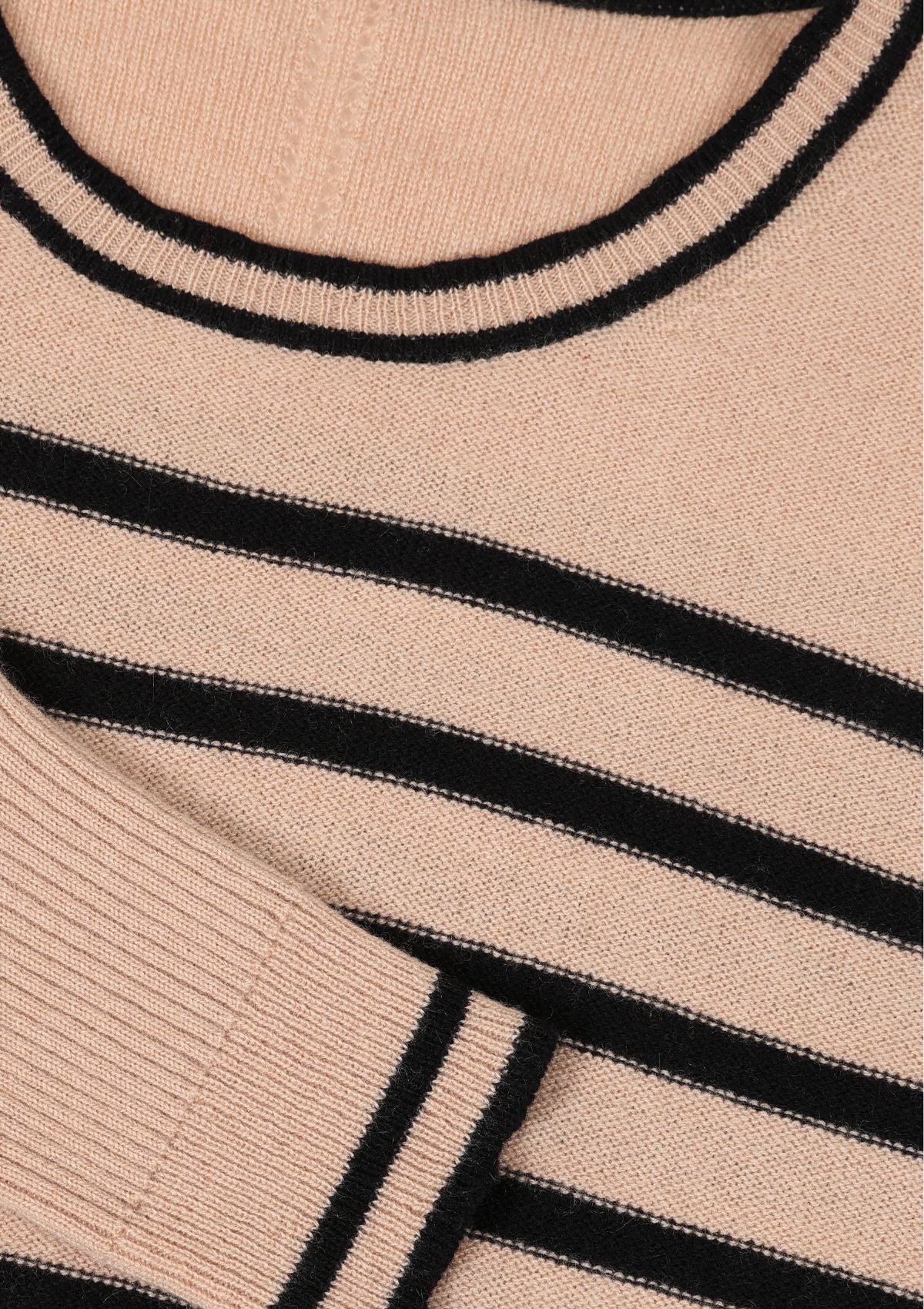 Cashmere Crew Neck Sweater in Praline Stripe