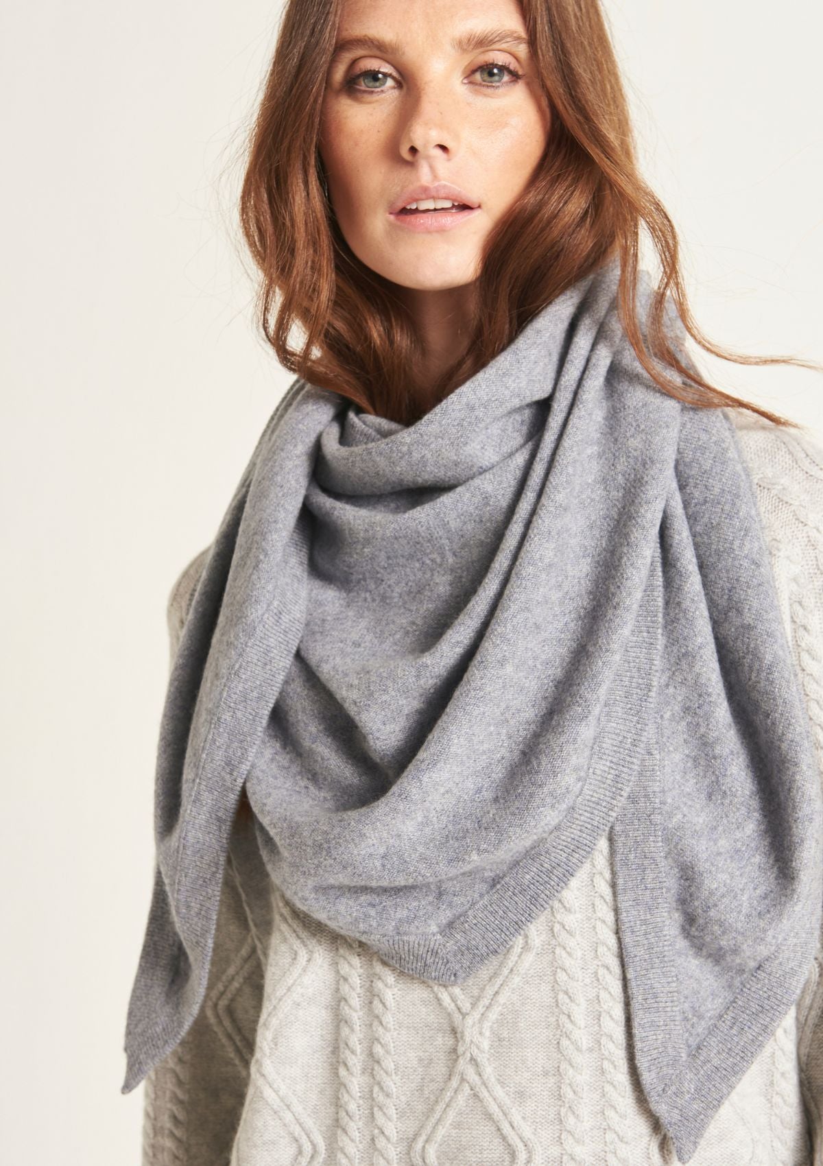 Cashmere Triangle Scarf in Monument Grey