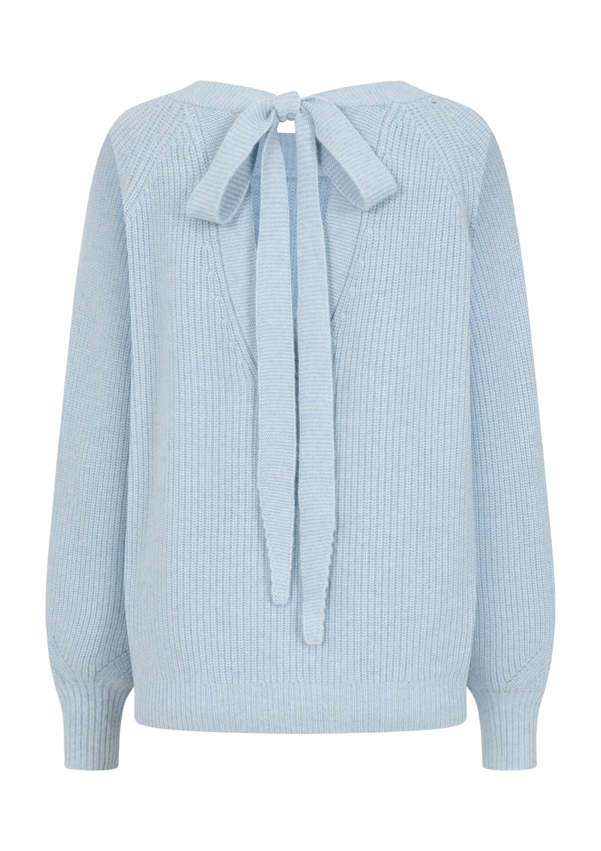 Cashmere Tie Back Sweater in Sky Blue