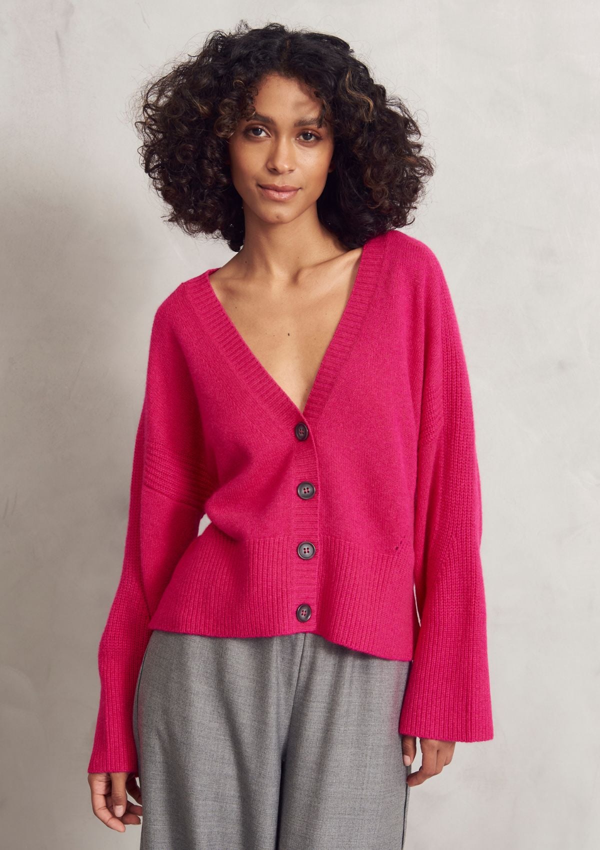 Cashmere Lofty Cardigan in Rose Pink