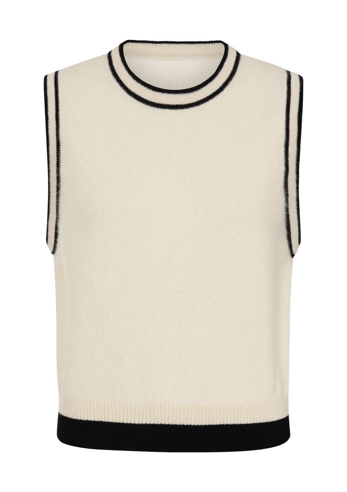 Cashmere Tank Top in Chalk/Black