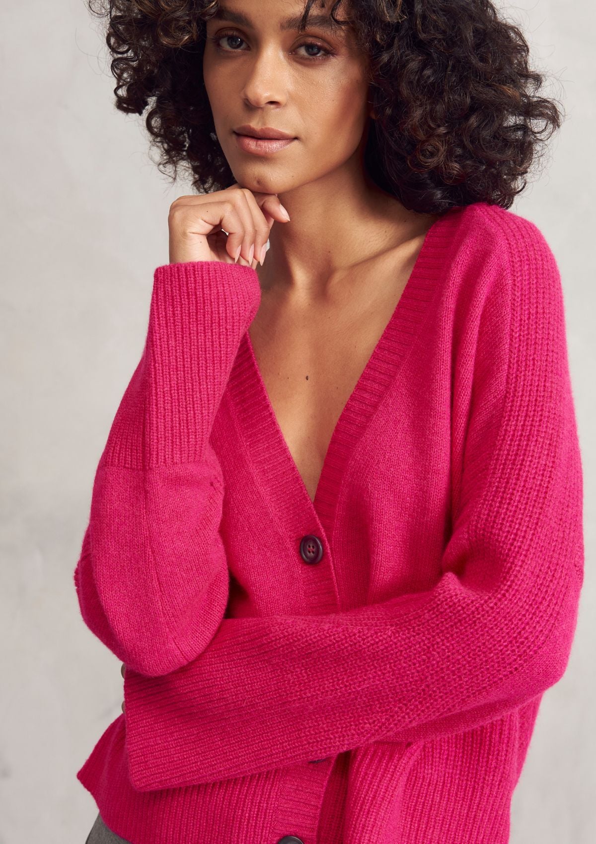 Cashmere Lofty Cardigan in Rose Pink