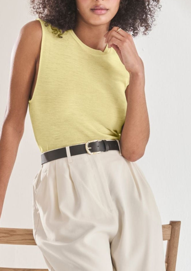 Fine Cashmere Tank in Lemon Yellow